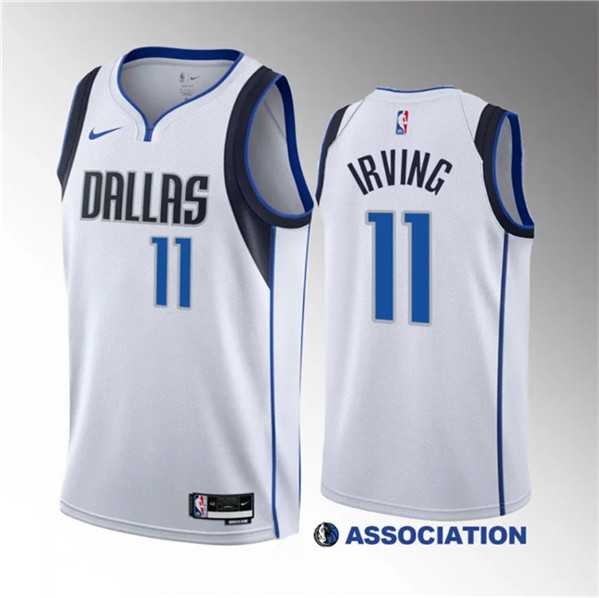 Mens Dallas Mavericks #11 Kyrie Irving White Association Edition Stitched Basketball Jersey Dzhi->dallas mavericks->NBA Jersey